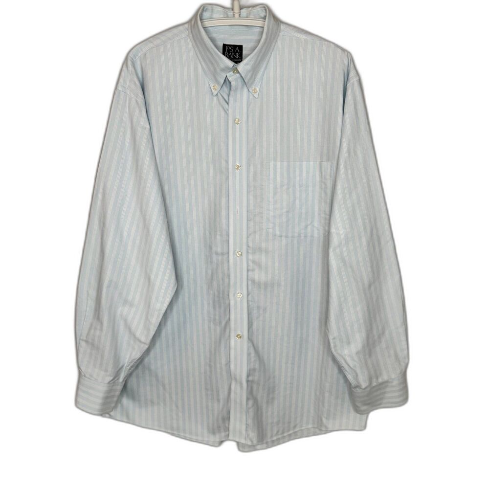 Jos. A. Bank Blue Stripe Button-Down Shirt Men's Large Traveler Cotton